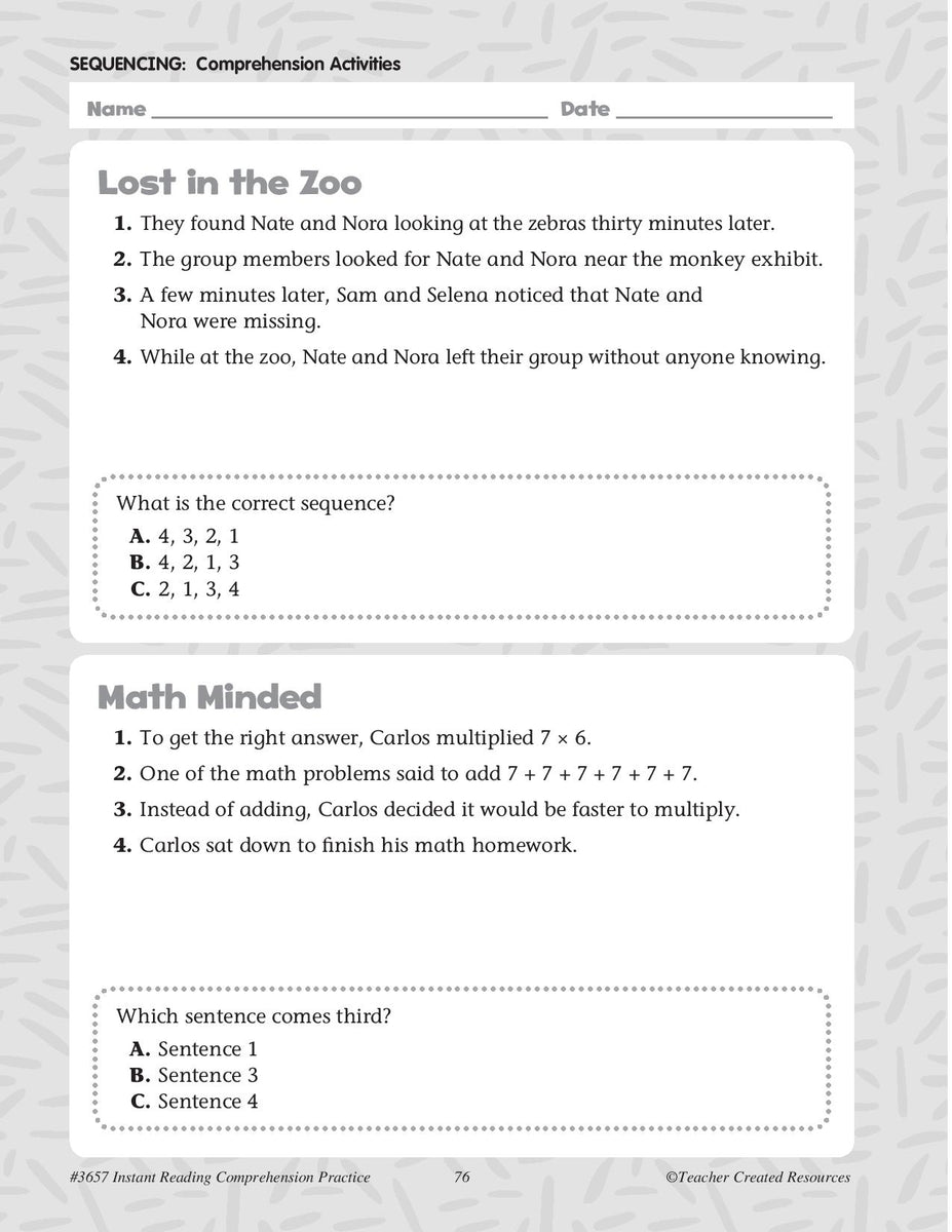 Instant Reading Comprehension Practice (Grade 4) Miller Pads & Paper