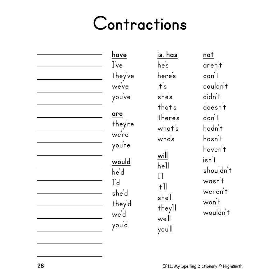 My Spelling Dictionary Miller Pads & Paper