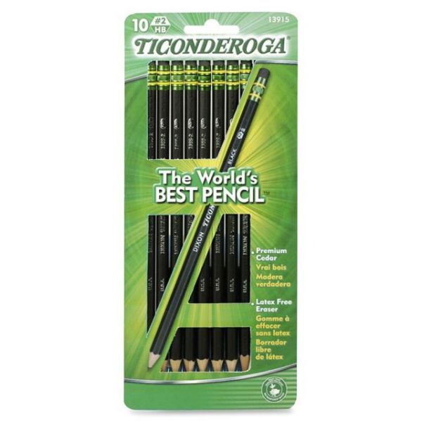 Black Ticonderoga #2 Wood Pencil-10ct
