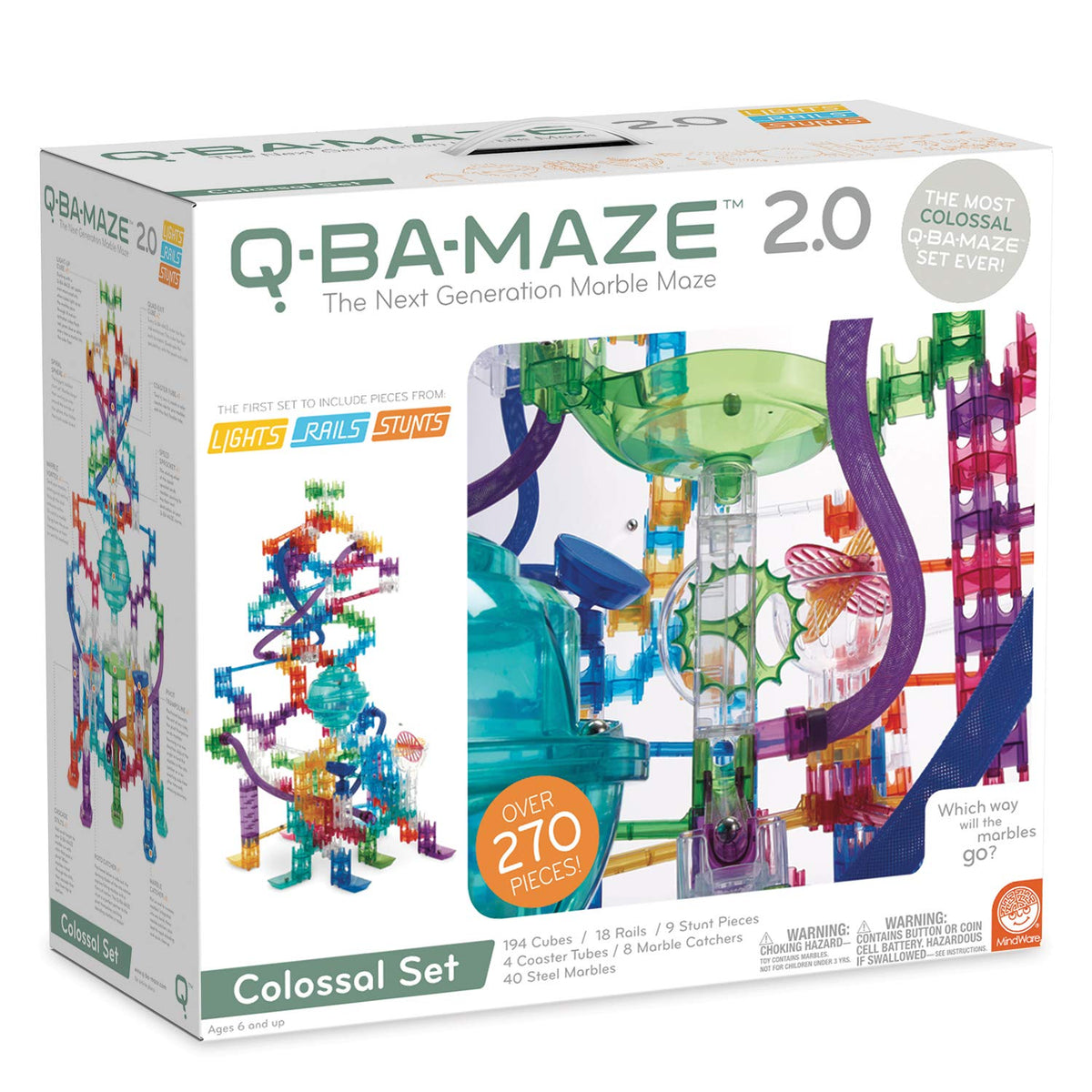 MindWare Q-BA-Maze 2.0 Stunt Set (Colossal 270+ Piece Set)