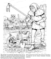 Life in a Medieval Castle and Village Coloring Book