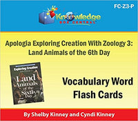 Apologia Exploring Creation with Zoology 3: Land Animals of the 6th Day Vocabulary Flash Cards - PRINTED