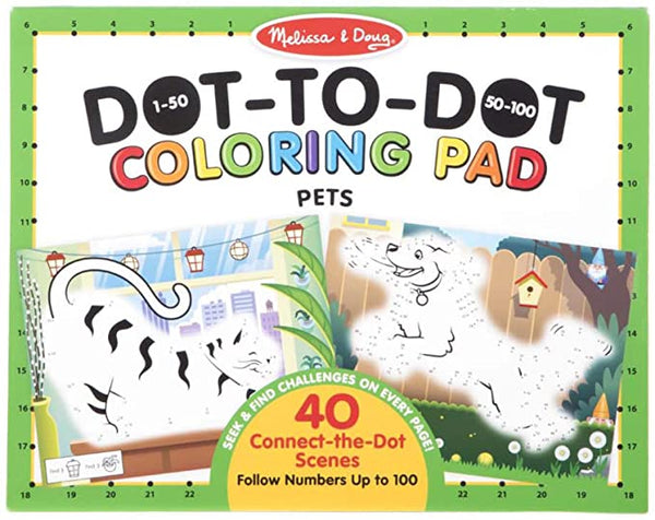 123 Dot-to-Dot Coloring Pad-Pets
