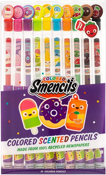 Colored Smencils - Gourmet Scented Colored Pencils made from Recycled Newspapers, 10 Count, Gifts for Kids, School Supplies, Classroom Rewards by Scentco