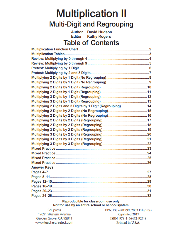 Multiplication II: multi-digit and regrouping – Miller Pads & Paper