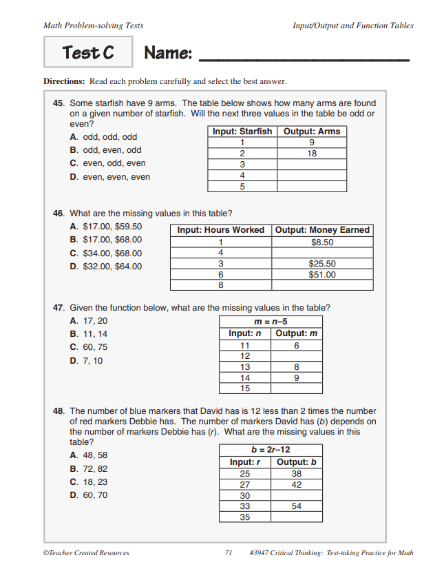 Critical Thinking: Test-taking Practice For Math (Grade 4) – Miller ...