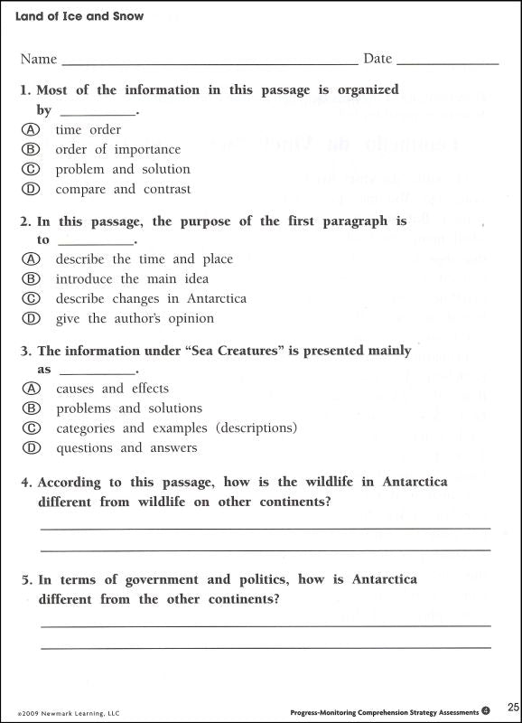 ProgressMonitoring Comprehension Assessments Grades 34 Miller Pads
