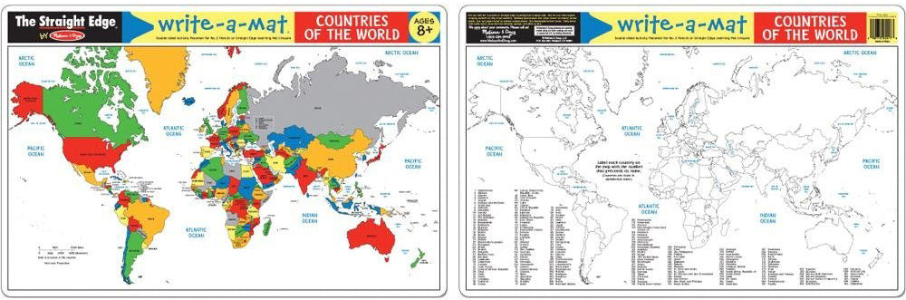 Countries Writing Write-A-Mat Countries of the World – Miller Pads & Paper