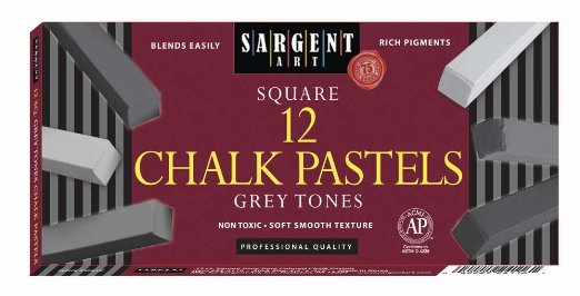 Sargent Art - Square Chalk Pastels (12 Grey Tones)