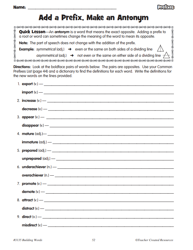 Building Words Using Roots Prefixes And Suffixes Grade 4 Miller Pads And Paper 2861