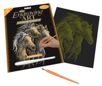 Engraving Art - Horses (Gold)