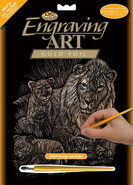 Engraving Art - Lions & Cubs (Gold)