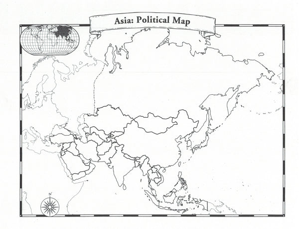 blank political map of asia