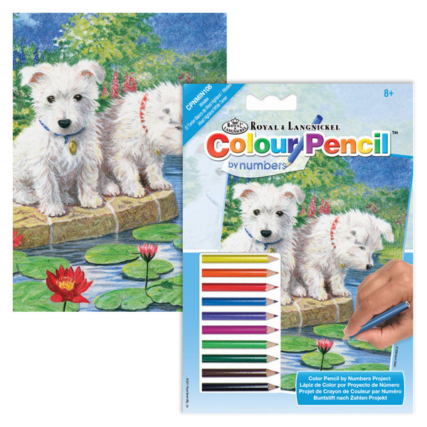 Mini Colour Pencil by Numbers-Westie Puppies