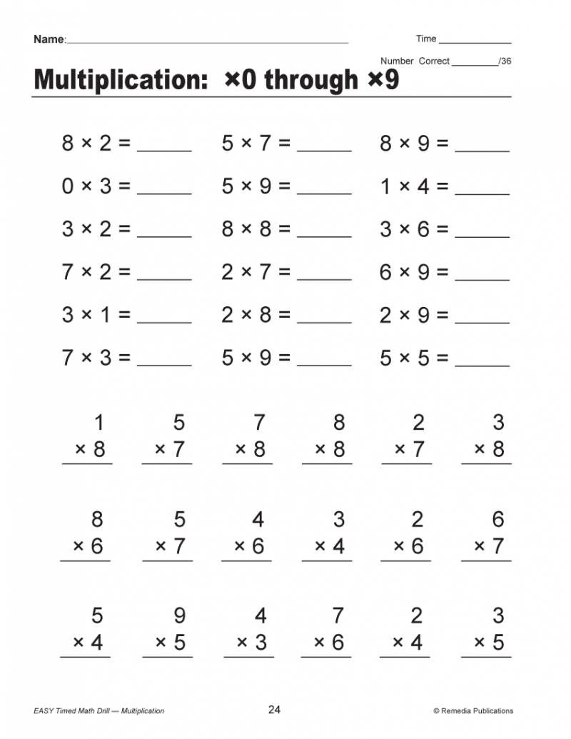 Easy Timed Math Drills: Multiplication – Miller Pads & Paper