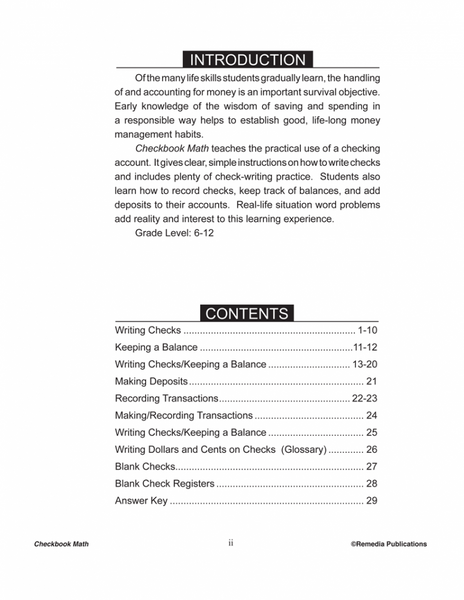 Checkbook Math: Life Skills Math Series – Miller Pads & Paper