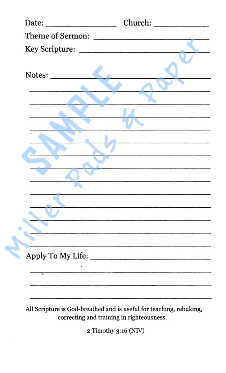 My Sermon Notes – Miller Pads & Paper