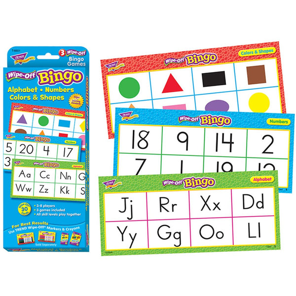 Wipe-Off Bingo Alphabet, Numbers, and Shapes