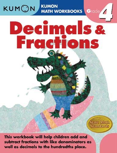Math Workbooks: Decimals & Fractions, Grade 4