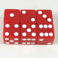 5/8" Dice-Opaque Red (Set of 6)