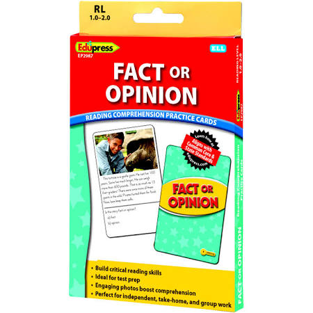 Reading Comprehension Practice Cards: Fact or Opinion Yellow