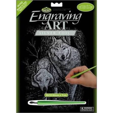 Engraving Art Silver: Wolves in Trees