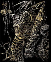 Gold Engraving Art-Leopard in Tree