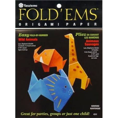 Fold'ems Origami Paper Wild Animals 6"x6"